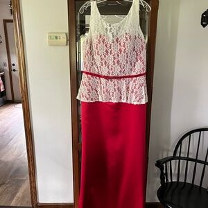 New with tags - brand-Christina Wu  size 14 color -Christmas red with ivory lace